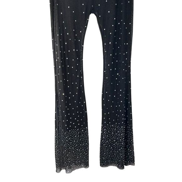 WOW! COMPLETELY SEE THROUGH BLACK STRETCH BELL BOTTOM PANTS! SZ L - Picture 4 of 8